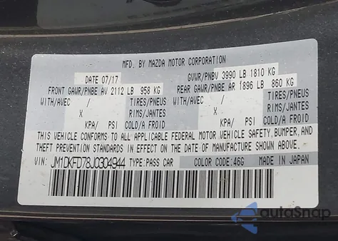 2018 Mazda Cx-3 Grand Touring z USA, uszkodzony, nr VIN JM1DKFD78J0304944